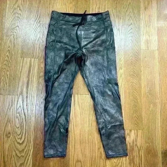 ZYIA Pants - Zyia Active Distressed Copper Pocket Drawstring Luxe Leggings Size 8-10 EUC